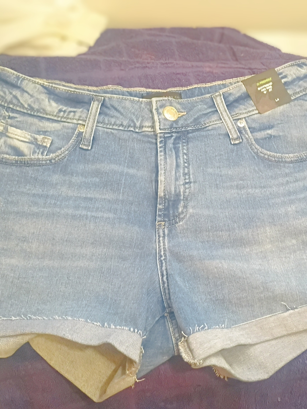 Silver Jeans Boyfriend Cut Light Blue Denim Cuffed Shorts